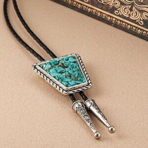 Crystal  Turquoise Stone Bolo Tie